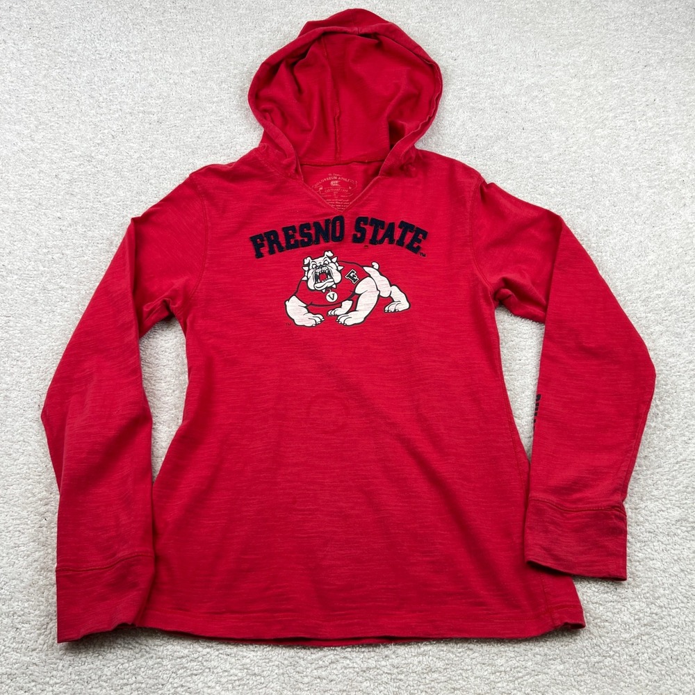 Colosseum Fresno State Bulldogs Women Red Slub Knit Hoodie Shirt Large L NCAA